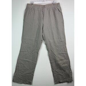 ELLEN TRACY 100% Linen Drawstring Pants Elastic Waistband Pull-on Casual Sz L‎